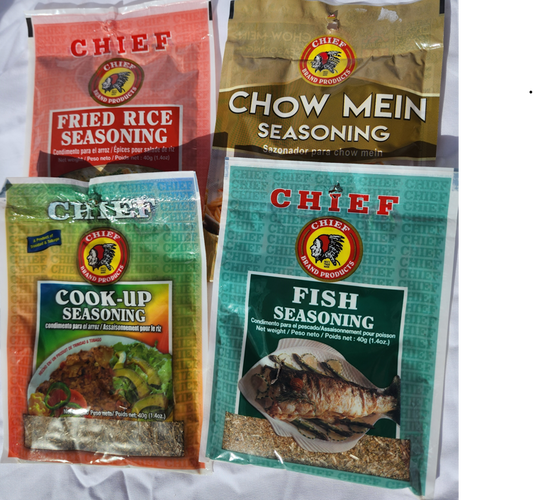 Chief Brand Fish, Fried Rice, Chow Mein and Cook-Up Seasoning 40g (4 pack)